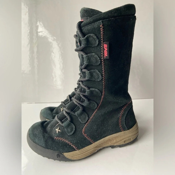 Teva girls tall zipper laced boots Sz 13 - Picture 3 of 10